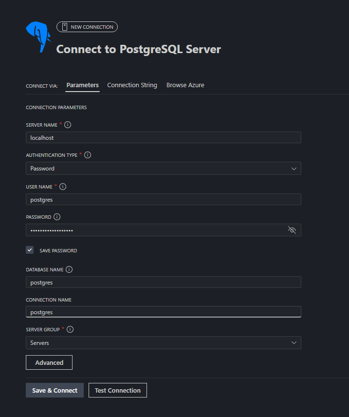 PostgreSQL connection